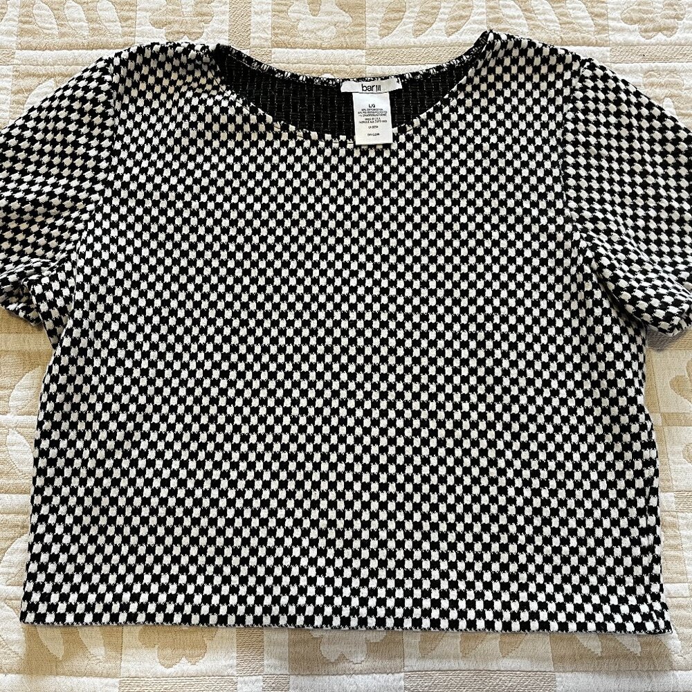 Bar III black and white check crop top